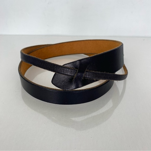 Unique Asymmetrical Black Leather Belt Thin Waist Statement Belt main image 10